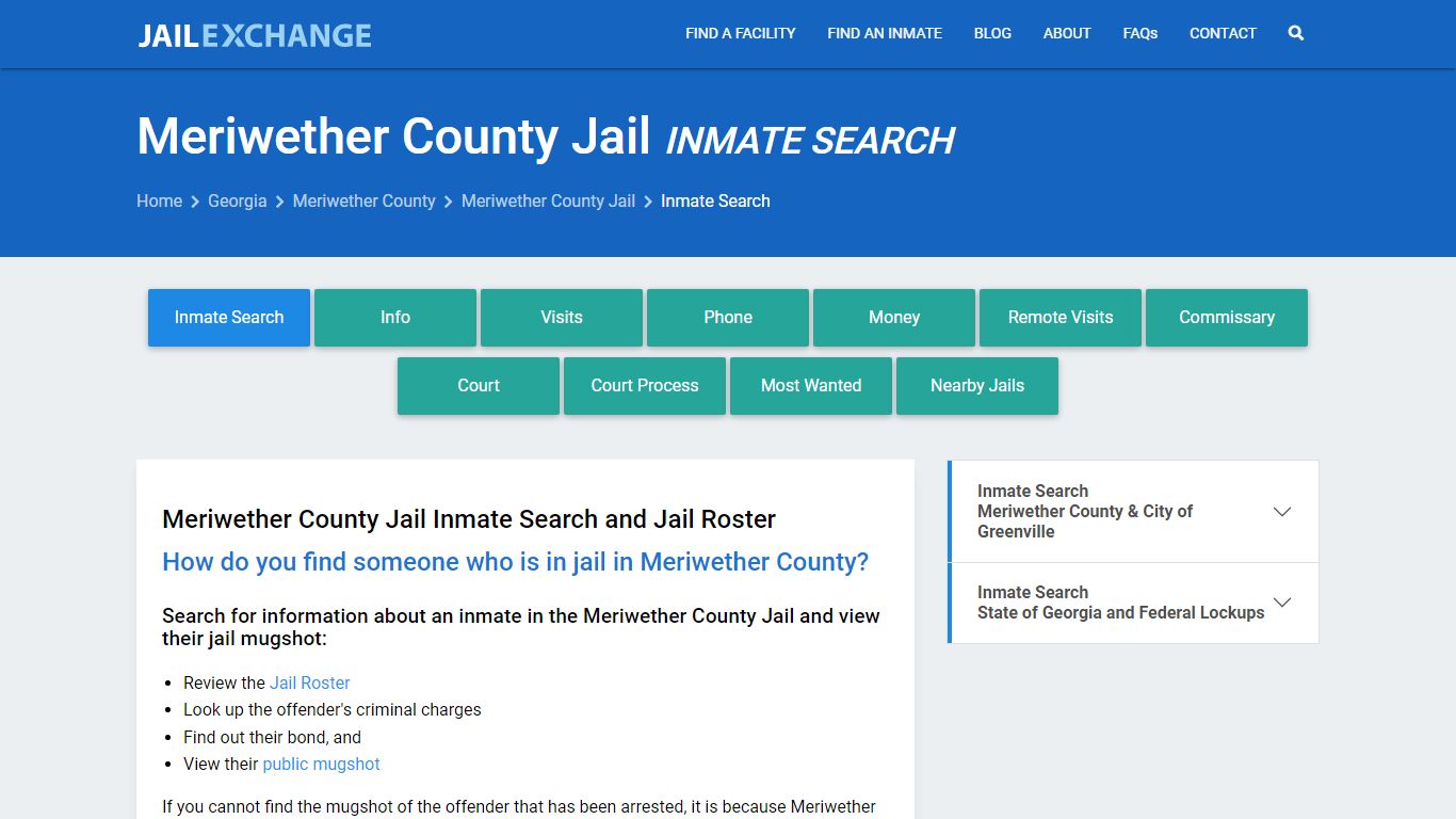 Inmate Search: Roster & Mugshots - Meriwether County Jail, GA